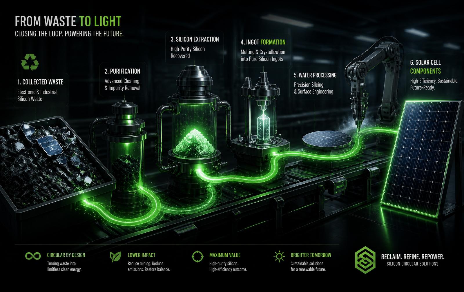 Waste-to-solar manufacturing